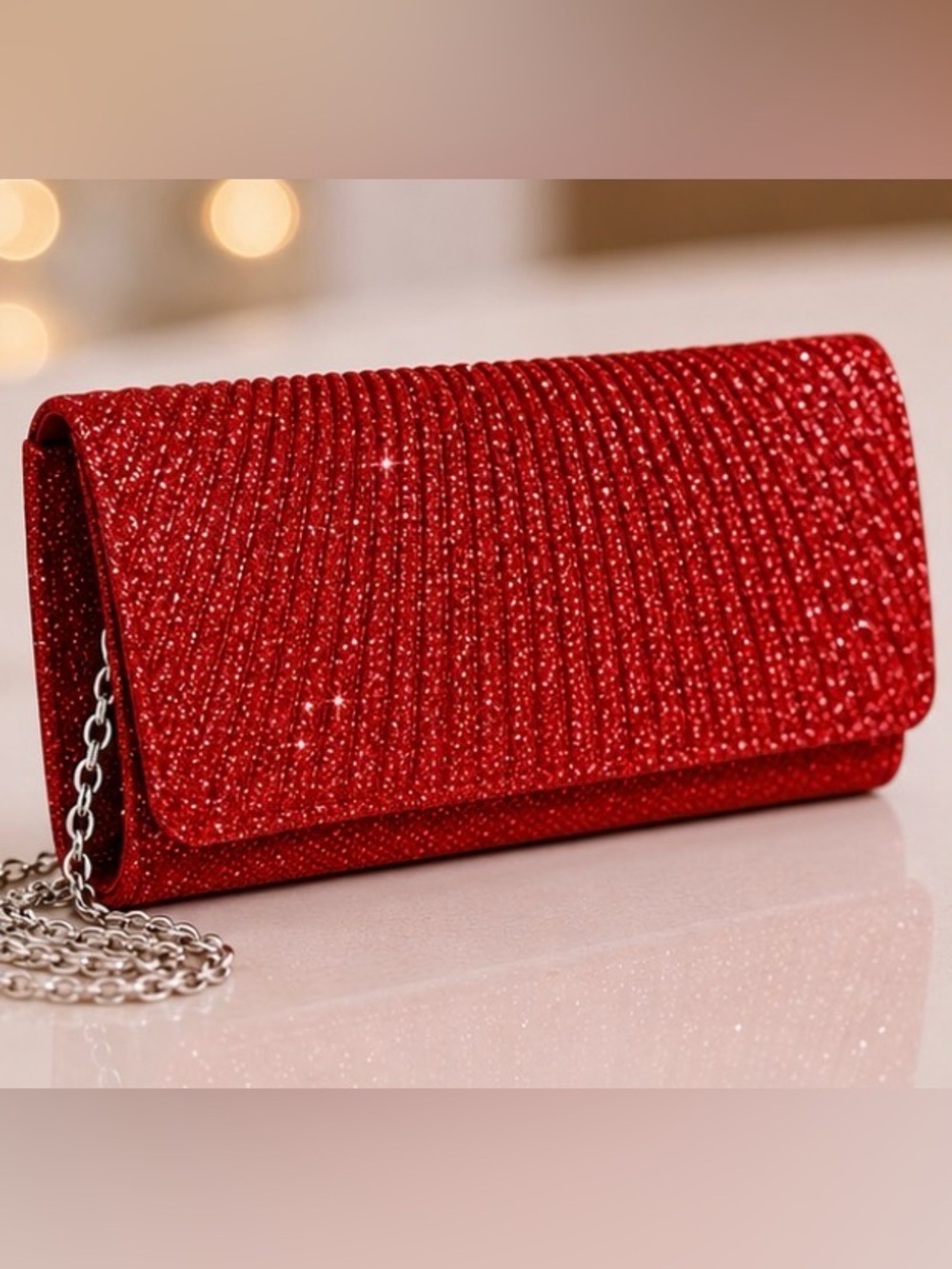 Red Rhinestone Glam Clutch Bag ✨❤️ Evening Wedding Formal Purse - Picture 4 of 4